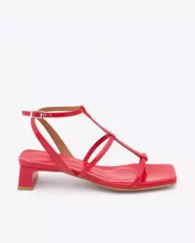 Женские босоножки Rachel на низком каблуке с Т-образным ремешком ngel Alarcn, красный