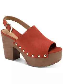 Женские босоножки Rayaell из искусственной замши с заклепками на платформе Sun + Stone, цвет bright red micro