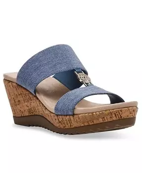 Женские босоножки Rikki на танкетке с двумя ремешками Anne Klein, синий