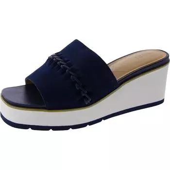 Женские босоножки Rory из нубука с открытым носком и танкеткой NYDJ, цвет navy suede