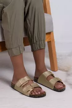 Женские босоножки с двойной пряжкой Totes, серебряный