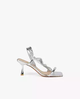 Женские босоножки с квадратным носком и ремешками на каблуке Lola Casademunt, серебряный