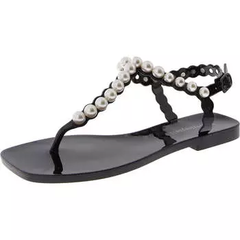 Женские босоножки с ремешком на щиколотке Slip On Slingback Jeffrey Campbell, цвет black shiny