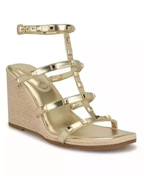 Женские босоножки Sardis Square Toe Wedge Nine West, золотой