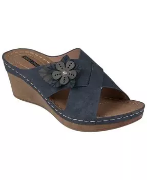 Женские босоножки Selly на танкетке с цветочным принтом GC Shoes, синий