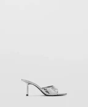 Женские босоножки Sequin Slingback с пайетками MANGO, серебряный