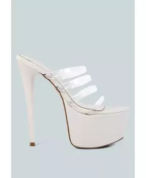 Женские босоножки Shots Up на очень высоком каблуке с прозрачными ремешками London Rag, белый