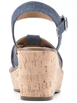 Женские босоножки SIMPLE из искусственной кожи с ремешком на щиколотке на танкетке White Mountain, цвет denim blue/fabric