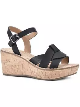 Женские босоножки SIMPLE из искусственной кожи с ремешком на щиколотке на танкетке White Mountain, цвет black/ burn/ smooth