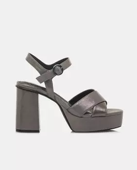 Женские босоножки Sindy на каблуке с перекрещенными ремешками на платформе и блочным каблуком Mustang, серый