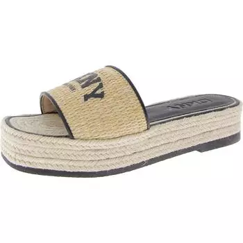 Женские босоножки-слайды Fiona Arch Logo на плоской подошве с квадратным носком DKNY, цвет raffia/natural/black nax