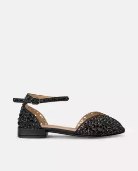 Женские босоножки со стразами и браслетом на щиколотку Alma en Pena, черный