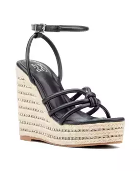 Женские босоножки-танкетки Electra с инкрустацией стразами New York & Company, черный