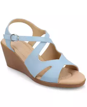 Женские босоножки-танкетки Kedzie2 с ремешками Journee Collection, синий