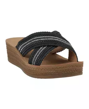 Женские босоножки-танкетки Robyn с перекрещивающимися ремешками и декоративными элементами GC Shoes, черный