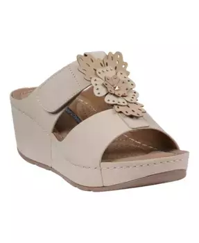 Женские босоножки-танкетки Talia с цветочным принтом GC Shoes, белый