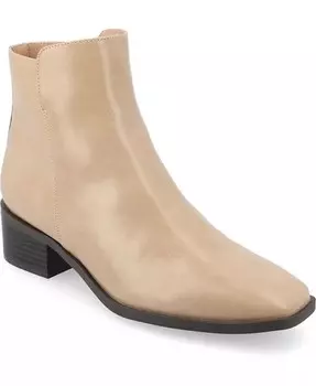 Женские ботильоны Cappri Block Heel Square Toe Ankle Boots Journee Collection, коричневый/бежевый