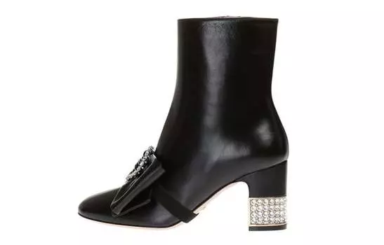 Ботильоны женские Gucci с жемчугом на каблуке, черный
