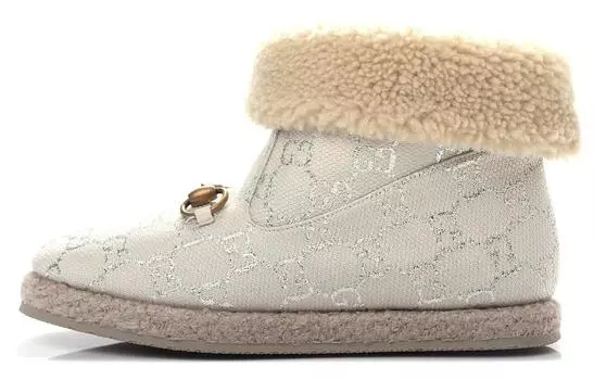 Ботинки женские Gucci с мехом, серый
