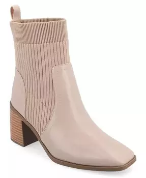 Женские ботильоны Harlowe Chelsea Knit Block Heel Journee Collection, коричневый/бежевый