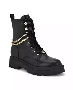 Женские ботильоны Hughes со шнуровкой и круглым носком Nine West, черный