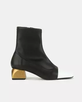 Женские ботильоны из мягкой эластичной наппы с контрастным носком и блочным каблуком Dansi, черный