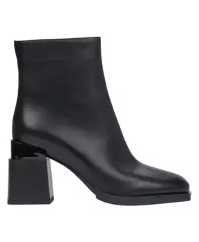 Женские ботильоны из натуральной кожи на блочном каблуке и легком утеплителе. Estro, черный