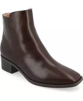 Женские ботильоны из пеноматериала Cappri Tru Comfort с квадратным носком и молнией внутри Journee Collection, коричневый