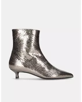 Женские ботильоны из серебристой наппы с гравировкой в виде змеи Pretty Ballerinas, темно-серый