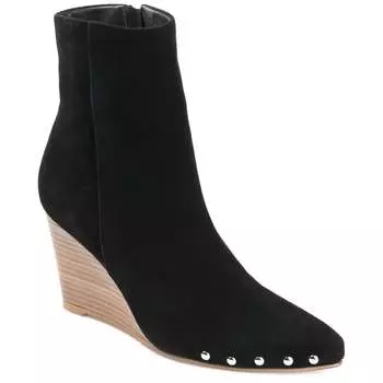 Женские ботильоны Journee Signature из натуральной кожи Reeya Almond Toe на танкетке, черный
