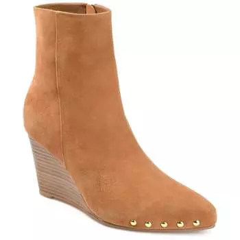 Женские ботильоны Journee Signature из натуральной кожи Reeya Almond Toe на танкетке, цвет tan