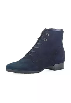 Женские ботильоны на блочном каблуке со шнуровкой Gabor, цвет Dark-blue(flausch)
