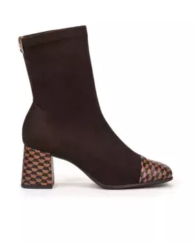 Женские ботильоны на каблуке и комбинированном носке Pedro Miralles, коричневый