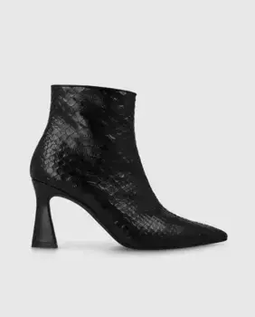 Женские ботильоны на каблуке из кожи с анималистичным принтом Lodi, черный