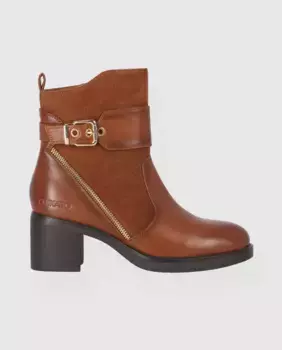 Женские ботильоны на каблуке с декоративной пряжкой и застежкой-молнией Chika10, светло-коричневый