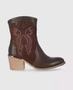 Женские ботильоны на каблуке в стиле кантри с застежкой-молнией Chika10, коричневый