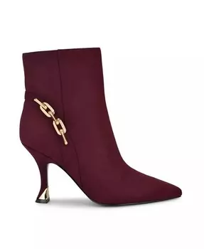Женские ботильоны на коническом каблуке с цепочкой и острым носком Nine West, красный