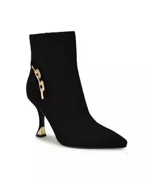Женские ботильоны на коническом каблуке с цепочкой и острым носком Nine West, черный
