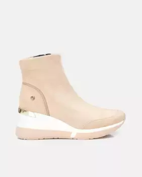 Женские ботильоны на молнии и танкетке 6 см Xti, бежевый