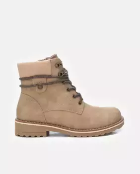 Женские ботильоны на плоской подошве со шнурками и боковой молнией Refresh, бежевый