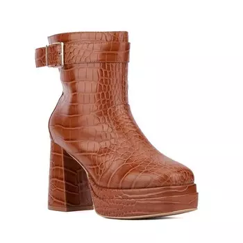 Женские ботильоны на широкой платформе Fashion to Figure Mari, цвет Cognac Croc