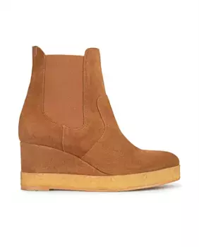 Женские ботильоны на танкетке из замши Popa, коричневый