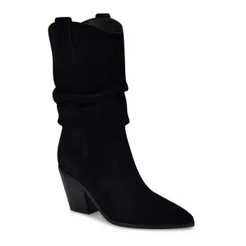 Женские ботильоны Nine West Kadon на блочном каблуке с острым носком, цвет Black Suede