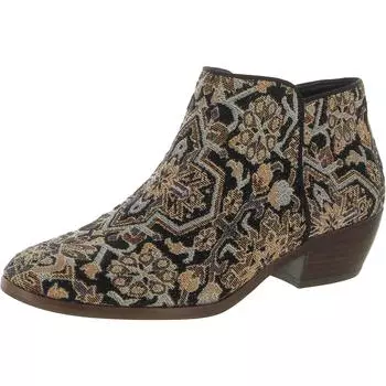 Женские ботильоны Petty с контрастной отделкой на блочном каблуке Sam Edelman, цвет black/multi tapestry fabric