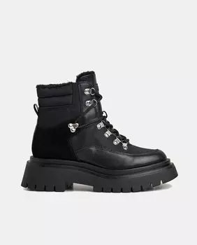 Женские ботильоны Queen Ice на меховой подкладке и объемной подошве Pepe Jeans, черный