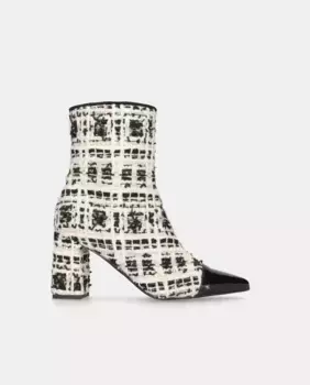 Женские ботильоны Renata из твида белого, черного и золотого цвета Mascar