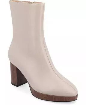 Женские ботильоны Romer Center Seam Platform Block Heel Journee Collection, коричневый/бежевый
