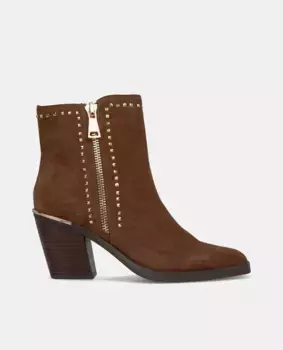 Женские ботильоны с двойной молнией и блочным каблуком Alma en Pena, коричневый