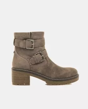 Женские ботильоны с пряжкой и блочным каблуком Mustang, бежевый