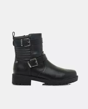 Женские ботильоны в байкерском стиле с пряжкой Mustang, черный